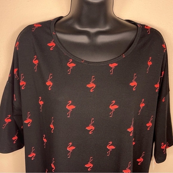 NEW XS LULAROE BLACK PINK FLAMINGO TEE IRMA STYLE OVERSIZED  FLORIDA  TUNIC - Picture 3 of 13